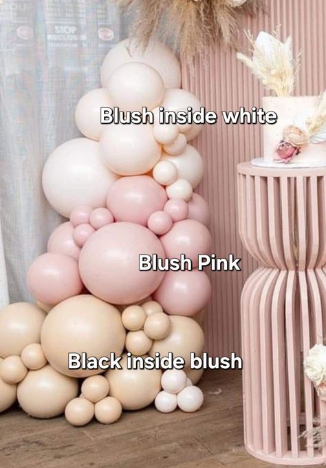 Pink And Cream Balloon Garland, Boho Balloon Arch Backdrop, Blush Balloon Garland, Balloon Colors, Blush Balloons, Qualatex Balloons, Country Baby Shower, Bridal Shower Balloons, Deco Rose