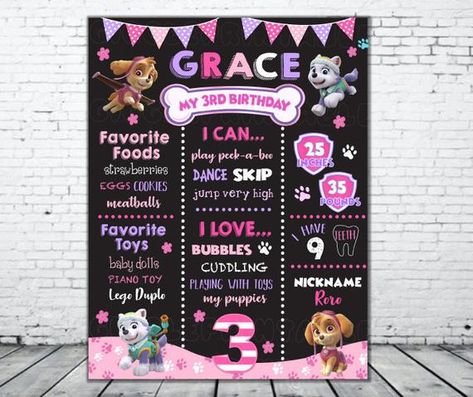 Diy Birthday Sign, Finding Dory Birthday, Paw Patrol Birthday Invitations, Shark Birthday Invitations, 1st Birthday Party For Girls, Birthday Invitations Diy, Paw Patrol Birthday Party, Paw Patrol Party, Birthday Chalkboard