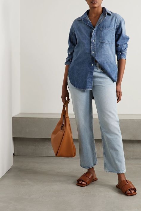 Chambray Shirt Outfit Summer, Chambray Shirt Outfit, Chambray Shirt Outfits, Denim Shirt Outfit, Autumn 23, Blouses Designs, Clothes Autumn, Spring 23, All Jeans