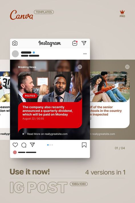 ✍️ Doing content marketing? Do you run a social media newspaper, magazine or blog?
It's time to get serious about optimizing the online presence of your news resource or blog.
👌 CANVA PRO's easy-to-edit Instagram templates will handle your needs.
🎨 Change colors, images and texts and get a professional looking post or story in minutes!

These templates are available in 3 doctypes: • Instagram post & story • Facebook post Like This Post Instagram, Blog Post Cover Design, Blog Post Social Media Design, News Template Design Social Media, We Are Back Social Media Post, Online Newspaper Design, Magazine Social Media Post, Newspaper Social Media Design, Save For Later Instagram Post