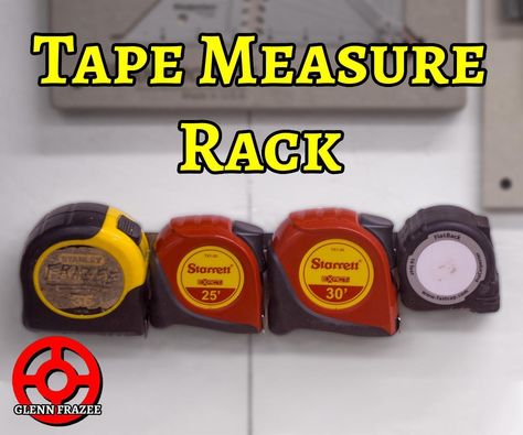 Quick Wall-Mount Tape Measure Rack Tape Measure Holder Diy, Tape Measure Storage, Tape Measure Holder, Homemade Bench, Tape Organizer, Tape Wall, Diy Tape, Wall Mount Rack, Tape Measures