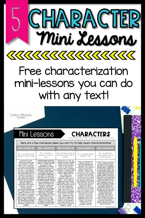 Character Mini Lessons - Free mini-lesson idea printout! Teaching Characterization, Reading Mini Lessons, Teaching Character, 6th Grade Reading, Character Change, Comprehension Skills, Free Characters, Character And Setting, Reading Comprehension Skills