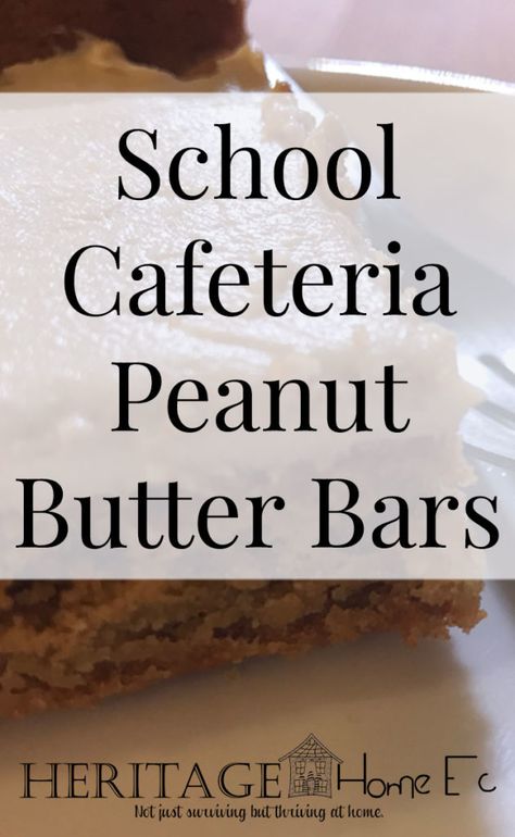 Old School Cafeteria Peanut Butter Cookies, Lunch Room Peanut Butter Bars, School Lunch Peanut Butter Bars, Lunchroom Peanut Butter Bars, Old School Cafeteria Recipes, Peanut Butter Bars Lunch Lady, School Peanut Butter Bars, School Cafeteria Peanut Butter Bars, Tyson Recipes