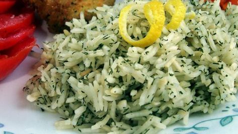 Lemon Dill Rice Recipe - Food.com Dill Rice Recipe, Lemon Dill Rice, Rice With Fish, Dill Rice, Dill Recipes, Lemon Dill, Rice Pasta, Looks Yummy, Rice Recipe