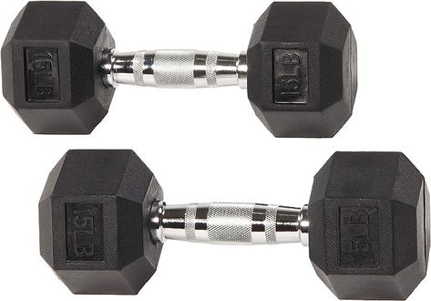 Signature Fitness Rubber Encased Hex Dumbbell, Pairs or Sets, Multiple Packages ON Sale -17% Resistance Training Workouts, Squats And Lunges, Hex Dumbbells, Sweaty Workouts, Free Weight, Fitness Tools, Workout Games, Chrome Handles, Resistance Training