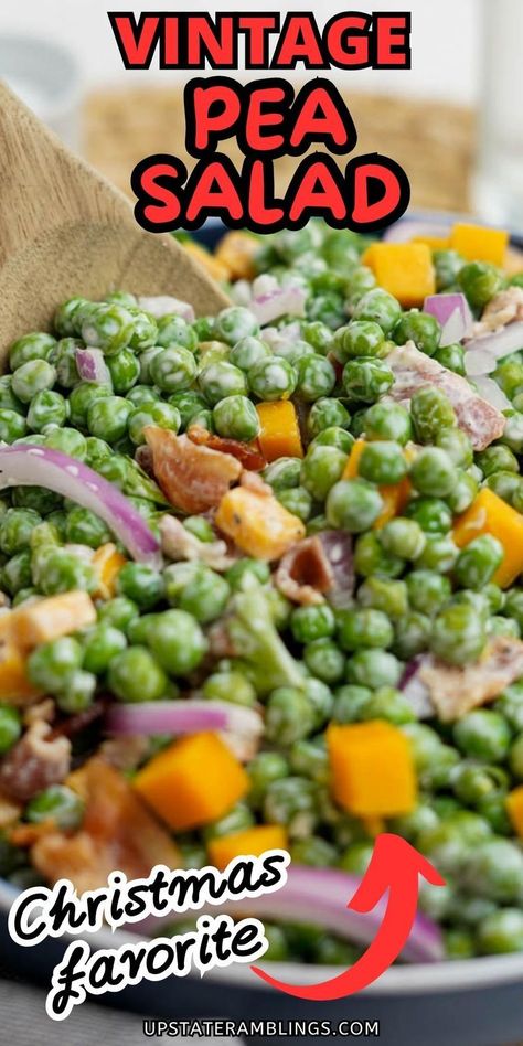 Pea Salad  for side dish Pinterest pin. Healthy Pea Salad Recipes, Cold Pea Salad Recipes, Pea Salad Recipes Cold, Pea Salad Recipes Easy, Cracked Out Pea Salad, Easy Pea Salad, Sweet Pea Salad, Cold Pea Salad, Special Salad