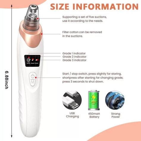 Face Vacuum Blackhead Remover Pore Cleaner | Electric Deep Cleansing Tool For Nose & Face Dm for order and queries #blackheadremover Face Vacuum, Nose Cleaner, Pore Cleaner, Clean Pores, Blackhead Remover, Deep Cleansing, Blackheads, 2nd Grade