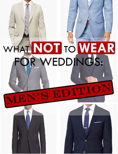 Check out the best tips for what the men in your life should and shouldn't wear to a wedding. Whatever the season, we've got you covered! Father Of The Groom Attire Casual, Wedding Father Outfit, Best Men Outfit Wedding Groomsmen, Father Suit For Wedding, Spring Wedding Mens Attire Grooms, Men’s Attire For Wedding, Big And Tall Mens Wedding Attire, Big And Tall Wedding Guest Attire Men, What To Wear To A Wedding Men