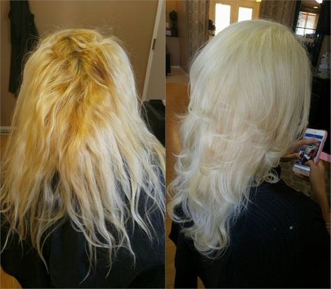 MAKEOVER: Gentle Repair For Broken Blonde - Hair Color - Modern Salon Best Bleach For Hair, Platinum Hair, Platinum Blonde Hair, Bleached Hair, Hair Repair, Modern Salon, Platinum Blonde, Blonde Color, Blow Dry