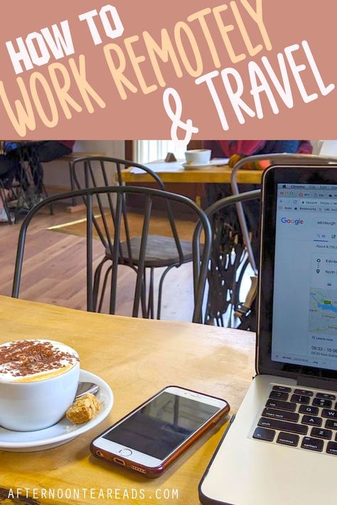 working in a cafe: cappuccino, phone, and laptop on a table Travel While Working Remote, Tea Reading, Travel Vlog, Office Set, Work Travel, Remote Work, Afternoon Tea, Edinburgh, Working From Home