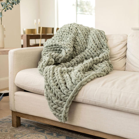 Thick Knitted Blanket, Chunky Knit Throw Blanket, Green Throw Blanket, Green Throw, Chenille Throw, Chunky Knit Throw, Chunky Blanket, Knit Throw Blanket, Sofa Couch Bed