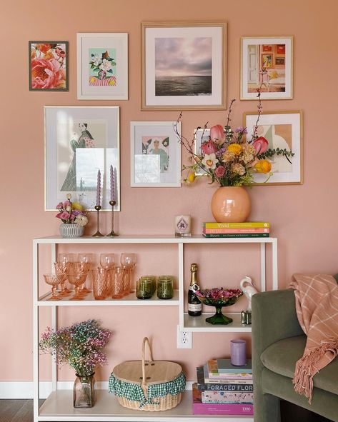 wallflower 〰️ creative studio (@studiowallflower) • Instagram photos and videos Clare Paint Meet Cute, Pink Accent Wall, Clare Paint, Simple Console Table, Eco Club, Pink Accent Walls, Barbie Bedroom, Paint Brands, Ideas Living Room