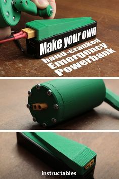 Create a hand-cranked emergency generator along with a modified powerbank. You can charge up your powerbank in an emergency situation without a socket. #electronics #technology #survival #DC Emergency Generator, Diy Gadgets, Emergency Preparation, 3d Modelle, Diy Solar, Emergency Prepping, Hand Crank, Survival Food, Crossbow