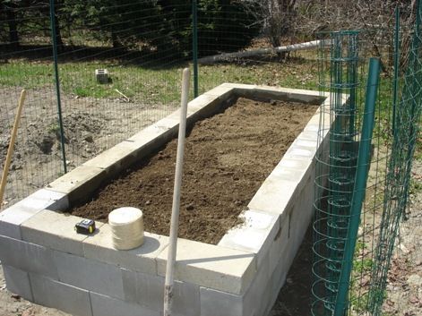 pavers on top of cinder blocks for a raised bed - could stain it too Raised Garden Bed Plans, Cinder Block Garden, Garden Boxes Diy, Elevated Gardening, Decoration Beton, Garden Boxes Raised, Garden Posts, Concrete Block, Concrete Planter