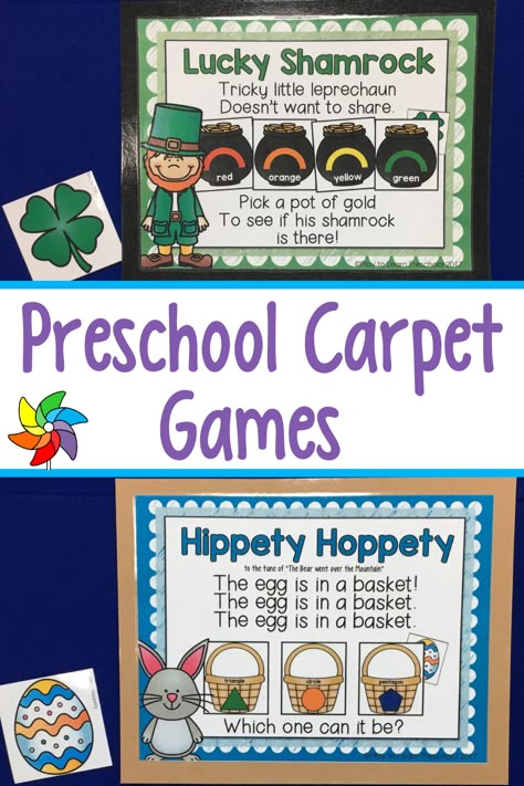 Turn learning into a game with these wonderful Carpet Games for Preschoolers. There are many different kinds of carpet games. Whether the teacher is looking to reinforce color names with a class of three-year-olds or lowercase letters with a Pre-K class, these adaptable, engaging games help students memorize things without realizing that they are learning! You can practice colors, letters, numbers, shapes, etc. Name Games For Prek, Pre K Whole Group Activities, Preschool Class Games, Name Games For Preschoolers, Preschool Carpet Games, Carpet Games For Preschool, Turn Taking Games For Preschoolers, Name Games Preschool, Letter Games For Preschool