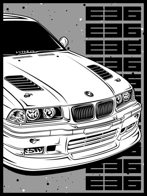 BMW E36 Stance comic style E36 Bmw Drawing, Bmw E36 Poster, E36 Poster, E36 Stance, Bmw E36 Wallpapers, Bmw Drawing, Bmw Sketch, Bmw E36 320i, Bmw Poster