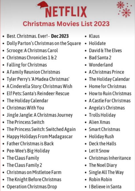 Netflix 2023 List, Old Christmas Movies List, What To Watch With Family, Best Christmas Films, Christmas Films Netflix List, Netflix Movies To Watch Christmas, Christmas Movie List 2023, Christmas Film List, Christmas List Movie