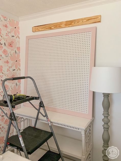 How to Build a Framed Pegboard - Happily Ever After, Etc. Office Pegboard, Framed Pegboard, Large Pegboard, Laundry Room Cabinet, Pegboard Garage, Peg Boards, Studio Storage, Cricut Supplies, Room Cabinet