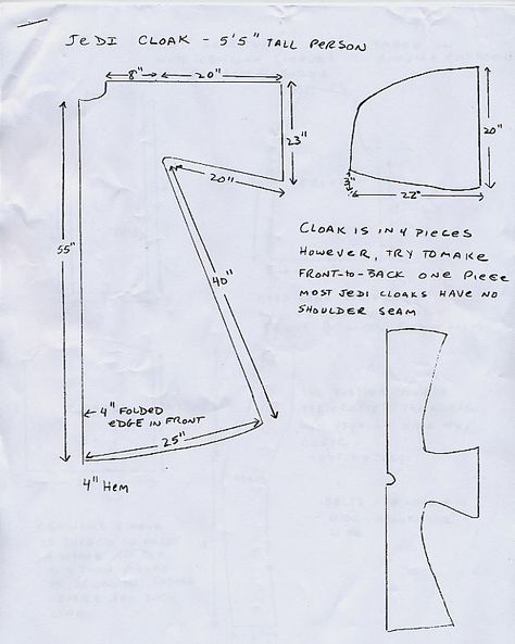 How to make a Jedi robe: The Padawan's Guide  (I used these instructions to make one for my brother.) Nazgul Halloween, Jedi Robe Pattern, Harry Potter Cloak, Jedi Cloak, Hooded Cape Pattern, Jedi Tunic, Cloak Pattern, Jedi Robe, Jedi Costume