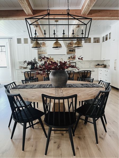 For over breakfast table or dining Bonnie Ryan, Farmhouse Round Dining Table, Round Dining Table Decor, Round Table Decor, Farmhouse Dining Rooms Decor, Modern Farmhouse Dining Room, Round Dining Room Table, Round Kitchen Table, Dining Room Table Chairs