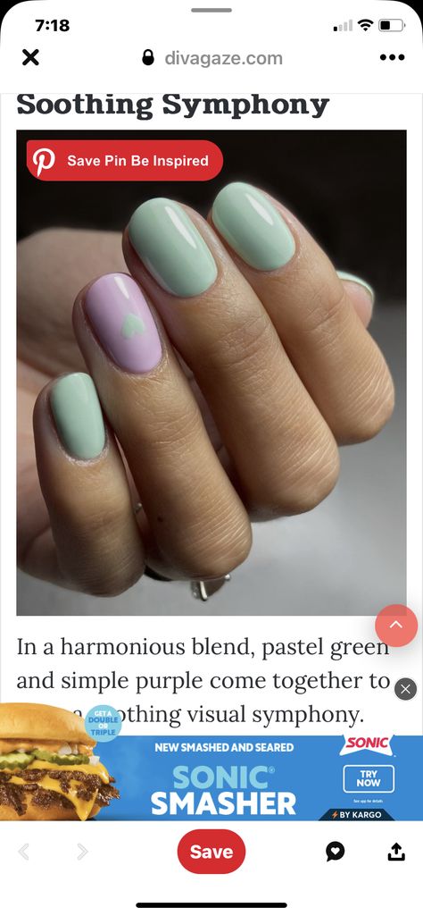 Green Bridesmaid Nails, Green And Purple Nails, Bridesmaid Nails, Lilac Nails, Nails Green, Green Bridesmaid, Purple And Green, Purple Nails, Pastel Green