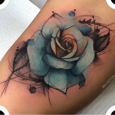 Watercolor Rose Tattoos, Fake Tattoo Sleeves, Blue Rose Tattoos, Temporary Tattoo Sleeves, Inspiration Tattoos, Rose Tattoo Design, Tattoo Cover-up, Free Tattoo, Tattoo Work