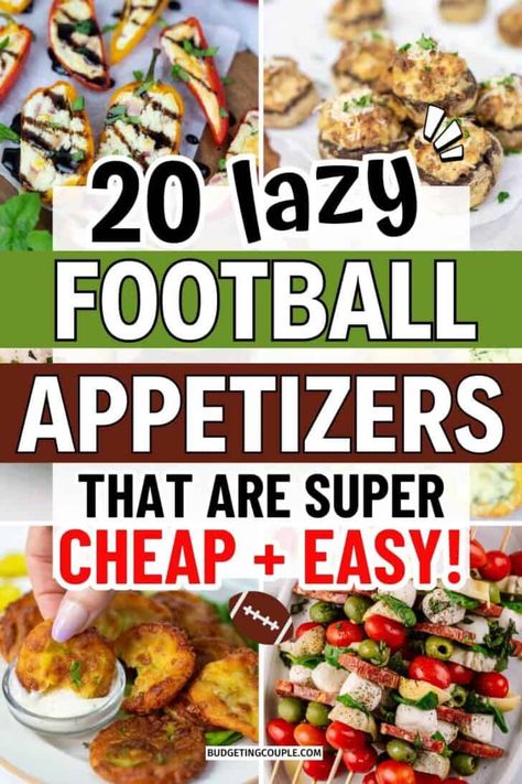 Get ready for your next football gathering with these football game food recipes that will wow your guests! From potluck dishes that are perfect for sharing to healthy Super Bowl party food low carb options, we've got something for everyone. These cheap meals for a large crowd are both delicious and budget-friendly. Check out these easy and inexpensive meals to make, sure to satisfy everyone at your party! Finger Foods For Football Game, Gameday Foods Football, Fall Football Party Food, Sides For Football Party, Game Day Finger Foods Appetizers, Football Foods For A Crowd, Packer Party Food, Easy Tailgate Snacks Finger Foods, Appetizer For Football Party