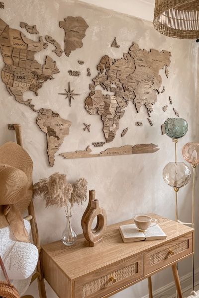 This Map is a unique gift for family, friends or yourself to track your journeys. The Map of the World is a wonderful gift idea for holidays: Anniversary, Birthday, Christmas, Thanksgiving or any other special occasion. If you are looking for wall decor ideas to refresh your space, our World Map is the ideal piece for the modern home, living room, bedroom or any other room. Explore the world from the comfort of your own home with our travel map. Wooden World Map, Wood World Map, Modern Centerpieces, Wooden Map, Map Wall Decor, World Map Wall Art, World Map Wall, Decor Bundle, Wall Maps