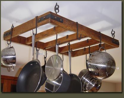 Camille. call me crazy but i have always wanted a pot hanger thing like you had in your house. Rustic Pot Racks, Pan Hanger, Rustic Pots, Pot Rack Hanging, Wood Pots, Pot Hanger, Pot Rack, Hanging Pots, Trendy Kitchen