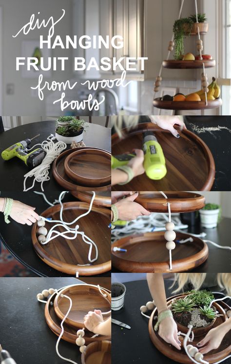 Creative Crafts Made With Baskets - Wooden Hanging Fruit Basket - DIY Storage and Organizing Ideas, Gift Basket Ideas, Best DIY Christmas Presents and Holiday Gifts, Room and Home Decor with Step by Step Tutorials - Easy DIY Ideas and Dollar Store Crafts http://diyjoy.com/diy-basket-crafts Wood Basket Diy, Diy Hanging Fruit Basket, Fruit Basket Diy, Diy Fruit Basket, Fruit Baskets Diy, Hanging Fruit Basket, Fruit Diy, Hanging Fruit Baskets, Fruit Basket Gift