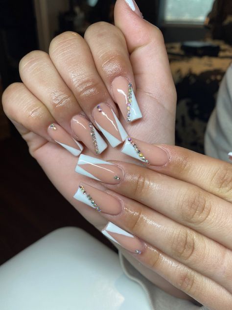 Deep V Cut French Tip Nails, Cut French Tip Nails, V Shaped French Tip Nails, V Cut French Tip Nails, French Acrylic Nail Designs, V French Tip, Not Polish, Jazz Hands, French Tip Design