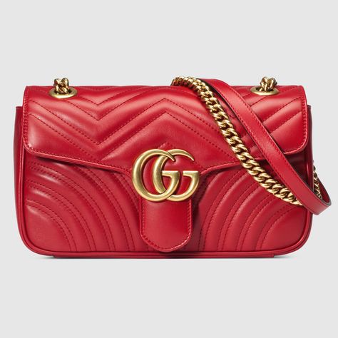 GG Marmont matelassé shoulder bag Gg Marmont Matelassé Mini Bag, Gg Marmont Small Matelassé Shoulder Bag, Gg Marmont Small Shoulder Bag, Red Leather Purse, Red Leather Handbags, Gucci Purse, Gucci Purses, Gucci Gg Marmont, Leather Shoulder Handbags