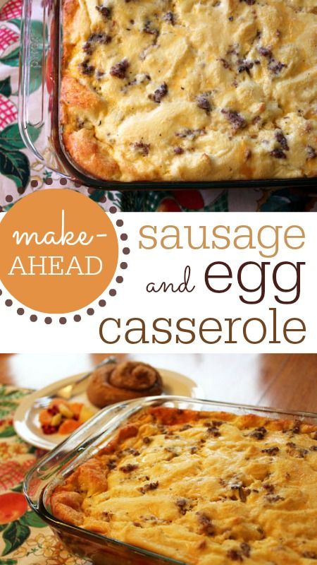 Make Ahead Sausage and Egg Casserole Sausage And Egg Casserole, Sausage Egg Bake, Egg Bakes, Sausage Egg Casserole, Easy Supper Recipes, Picnic Potluck, Baked Eggs Recipe, Breakfast Recipies, Weekend Food