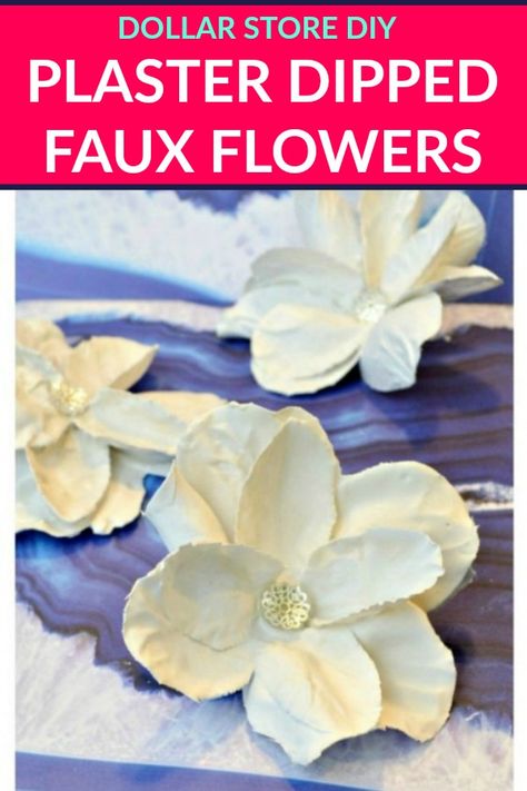 Super simple craft using dollar store flowers and plaster of paris!  Click through for the full tutorial! Paris Crafts, Paris Flowers, Diy Plaster, Plaster Crafts, Plaster Of Paris, Flower Molding, Diy Projects On A Budget, Upcycled Crafts, Crafty Diy