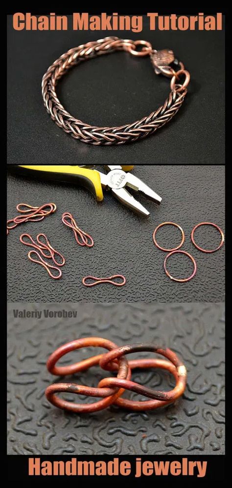 Chain Making Tutorial. Handmade bracelet. - Handmade Jewelry Monogram Necklace Gold, Styling Jewelry, Fandom Jewelry, Diy Jewelry To Sell, Diy Jewelry Rings, Leather Jewelry Diy, Wire Diy, Jewelry Styling, Jewelry Box Diy