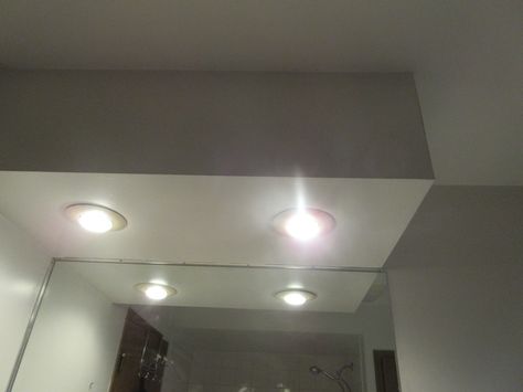 Bathroom Soffit Ideas, Bathroom Soffit Lighting Ideas, Bathroom Soffit, Soffit Ideas, Above Cabinets, Over Sink, Construction Zone, Great Bathrooms, Bathroom Ceiling