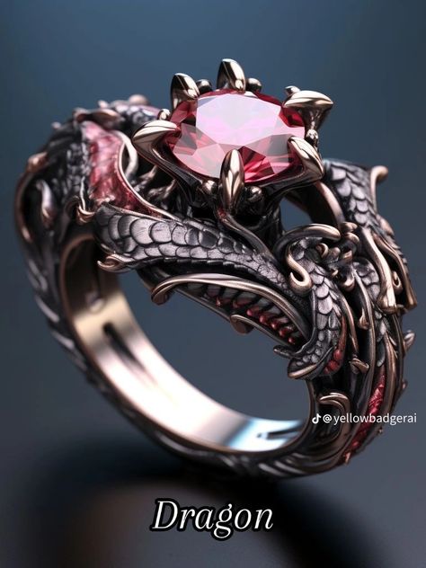 Dragon Ring Aesthetic, Dragon Ring Women, Dragon Engagement Ring, Dragon Ring Engagement, Fantasy Rings, Fantasy Jewelry Magic, Vampire Ring, Fairytale Engagement Rings, Gothic Engagement Ring