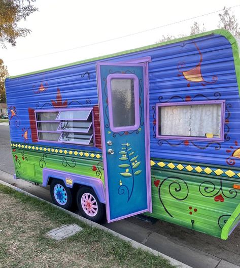 Custom painted gypsy wagon. Gypsy caravan. Custom painted | Etsy Popup Camper Remodel, Nomadic Life, Bnb Ideas, Trailer Design, Rv Interior Remodel, Camper Build, Camper Redo, Rv Camping Tips, Mobile Beauty