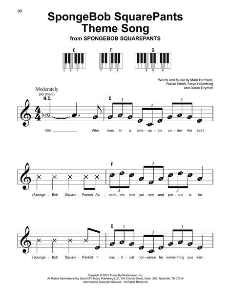 Download Super Easy Piano sheet music to SpongeBob SquarePants Theme Song by Steve Hillenburg and print it instantly from Sheet Music Direct. Spongebob Piano Notes, Guitar Sheet Music With Chords, Spongebob Theme, Song Sheet Music, Piano Songs Sheet Music, Piano Sheet Music Letters, Piano Music Easy, Easy Sheet Music, Clarinet Music