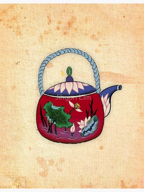 Korean Teapot, Korean Culture Art, Korean Traditional Art, Tattoo Korean, Traditional Korean Art, Korean Folk Art, Drawing Motivation, Korean Embroidery, Korean Pattern