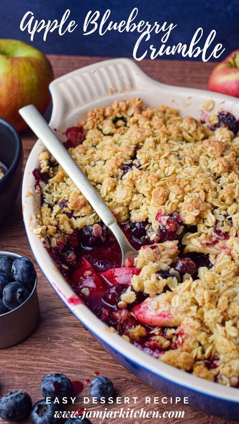 Blueberry Apple Cobbler, Winter Fruit Desserts, Apple And Blueberry Recipes, Apple Blueberry, Apple Blueberry Crisp, Apple Blueberry Crumble, 2 Minute Blueberry Crumble, Apple And Blueberry Crumble, Healthy Berry Crumble