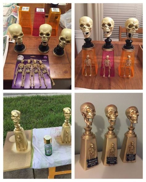 Costume Contest Trophies, Halloween Party Prizes, Halloween Trophies, Diy Halloween Party, Dollar Store Halloween Decorations, Diy Carnival, Dollar Store Halloween, Halloween House Party, Spooky Halloween Party