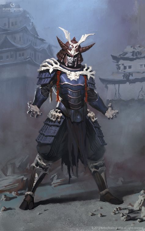 Samurai Shinnok, Aron Elekes on ArtStation at https://www.artstation.com/artwork/6bJ1W Futuristic Samurai, Samurai Concept, Ronin Samurai, Art Vampire, Dengeki Daisy, Illustration Fantasy, Samurai Artwork, Heroic Fantasy, Japanese Warrior