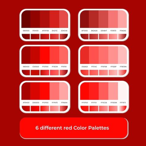 Red Color Palettes, Red Colour Palette, Color Palette Design, Colour Board, Color Theory, Gradient Color, Color Palettes, Premium Vector, Color Coding