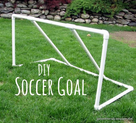 DIY Soccer Goal - a Summer Must! Diy Soccer Goal, Kids Soccer Goal, Soccer Goal Post, Soccer Crafts, Soccer Ideas, Soccer Net, Soccer Theme, Pvc Projects, Soccer Birthday