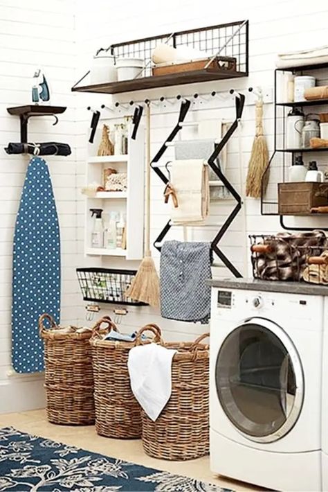 Laundry Separation Ideas, Garage Laundry Area Ideas, Laundry Room In Garage Ideas, Garage Laundry Area, Modern Farmhouse Laundry Room, Room Nook, Laundy Room, Laundry Mudroom, Laundry Nook