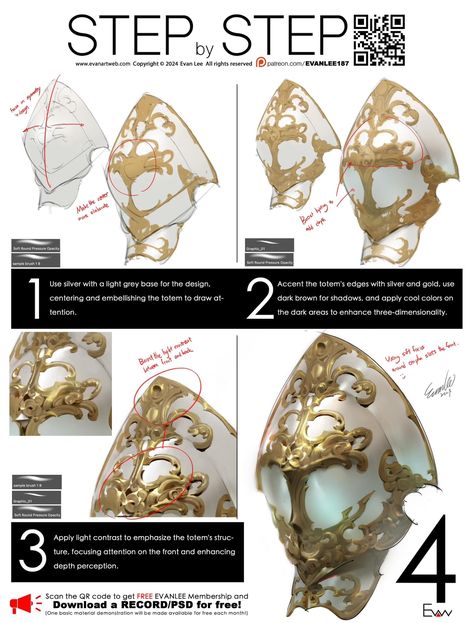 Armor Medieval, Armor Drawing, Digital Painting Techniques, Art Advice, Coloring Tutorial, Digital Painting Tutorials, Learn Art, Drawing Practice, Process Art