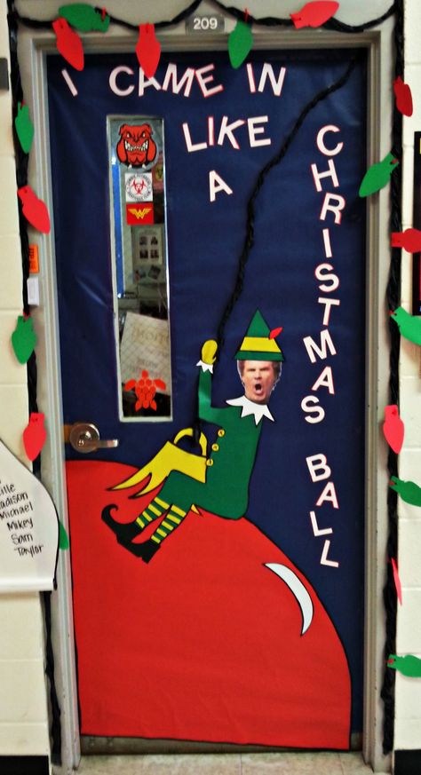 I Came In Like A Christmas Ball Door, Funny Door Decorations Christmas, Christmas Work Door Ideas, Office Christmas Door Contest Winners, Office Door Decorating Ideas, Funny Christmas Door Decorations, Holiday Door Decorations For Work, Christmas Door Ideas For Work, Christmas Door Contest Ideas