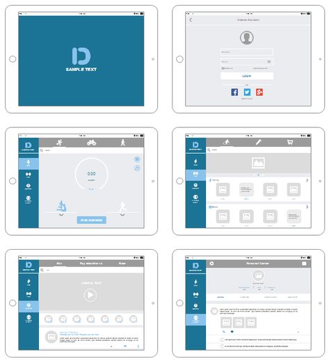 This iPad app UI wireframe template is in professional design which enables users to apply easily. Add more contents to personalize your iPad app UI with this wireframe from Edraw template gallery. Ipad App Design Layout, Tablet App Design, Ipad App Layout, Ipad Screen Layout, Kiosk Ui Design, Ipad App Design, Ipad Template, App Wireframe, Wireframe Template