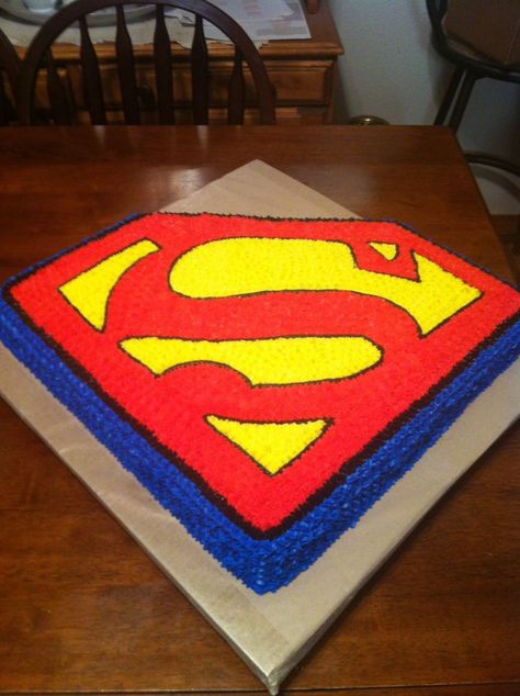 Super man cake for Adrian's 3rd birthday Superhero Cakes, Superman Cake, Superman Birthday Party, Hero Cake, Superman Cakes, Superman Party, Superman Birthday, Man Cake, Superhero Cake